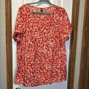 Emery Rose Red Floral Blouse NWT